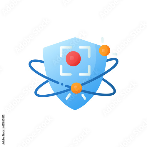 Pathogen substances fight flat icon. Immunity strengthening concept. Immunology. Body defence system. Health care, disease prevention. 3d vector illustration