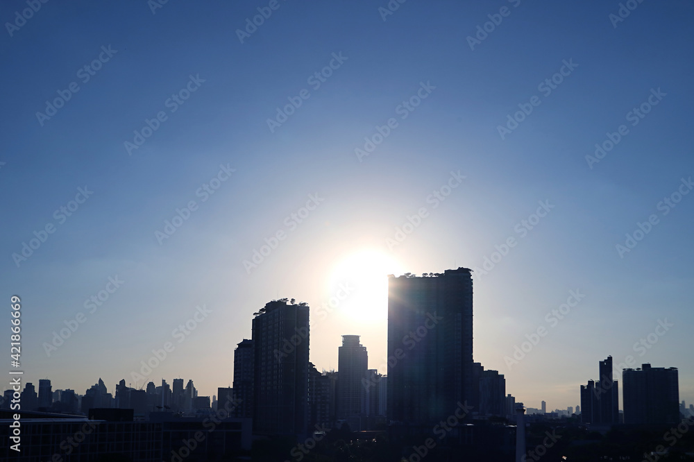 Stunning Sunset Beam Shining Through the Skyscrapers Stunning Sunset Beam Shining Through the Skyscrapers