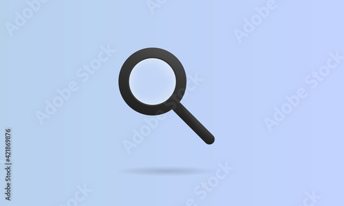 Search icon. 3d Magnifying glass icon isolated on a blue background. Lens icon. Magnify and reduce concept. Vector illustration.