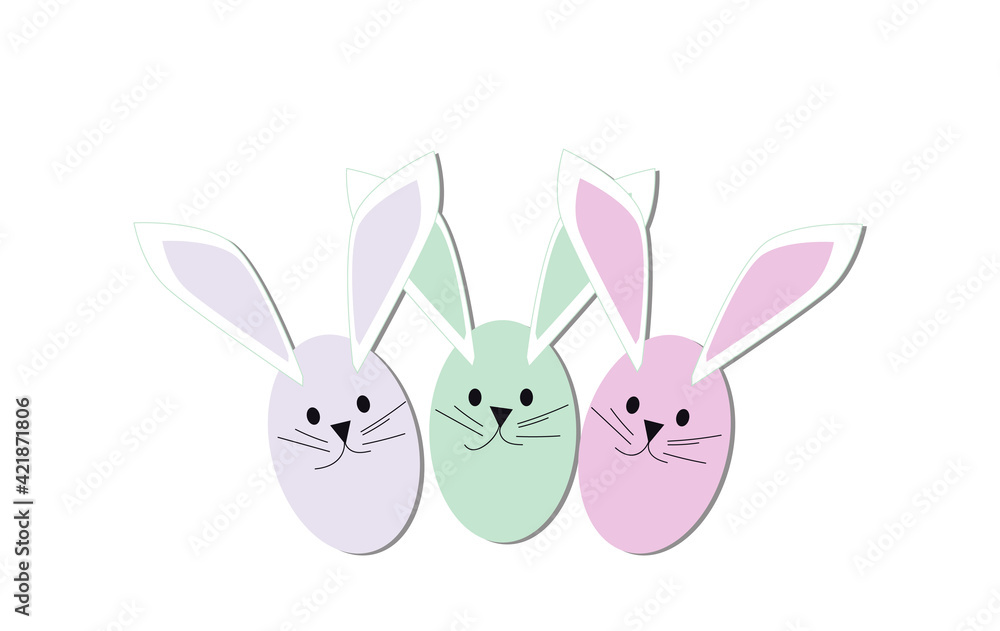 Easter bunny eggs pastel colors on the white background , vector illustration. Easter bunny eggs pastel colors on the white background , vector illustration.
