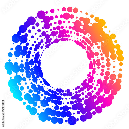 Design elements symbol Editable color halftone frame dot circle pattern on white background. Vector illustration eps 10 frame with black random dots. Round border Icon using halftone circle dots textu