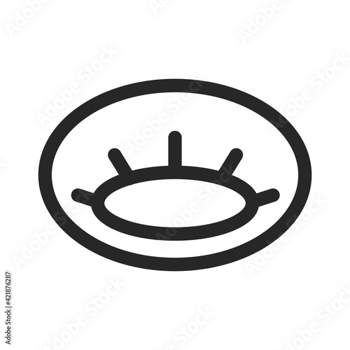 Medical surgical cap PPE suit, uniform. Disposable headgear. Hair net. Protective Clothing. Outline icon with side filter. Simple vector illustration.