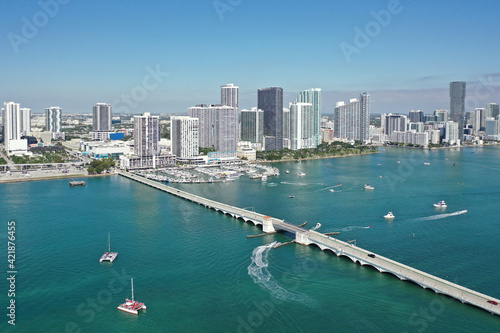 Aerial view of waterfront buildings on Intracoastal Waterway in Miami Florida. © Francisco