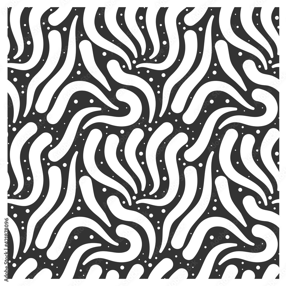 Seamless pattern with white maze waves and dots. Seamless pattern with white maze waves and dots.