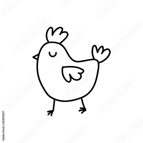 Chicken hand drawn outline doodle icon. Vector sketch illustration for print, web, mobile and infographics