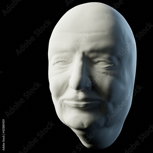 3D model of old men's head on a black background