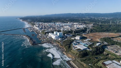 Obraz na płótnie Aerial View From North Of Fukushima Daiichi Nuclear Power Plant.
