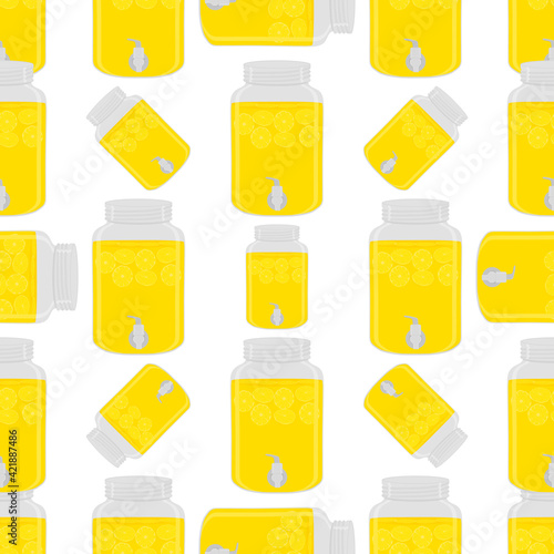 Illustration on theme big colored lemonade in lemon jug