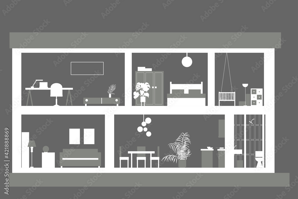 Φωτογραφία House in cut. House interior.