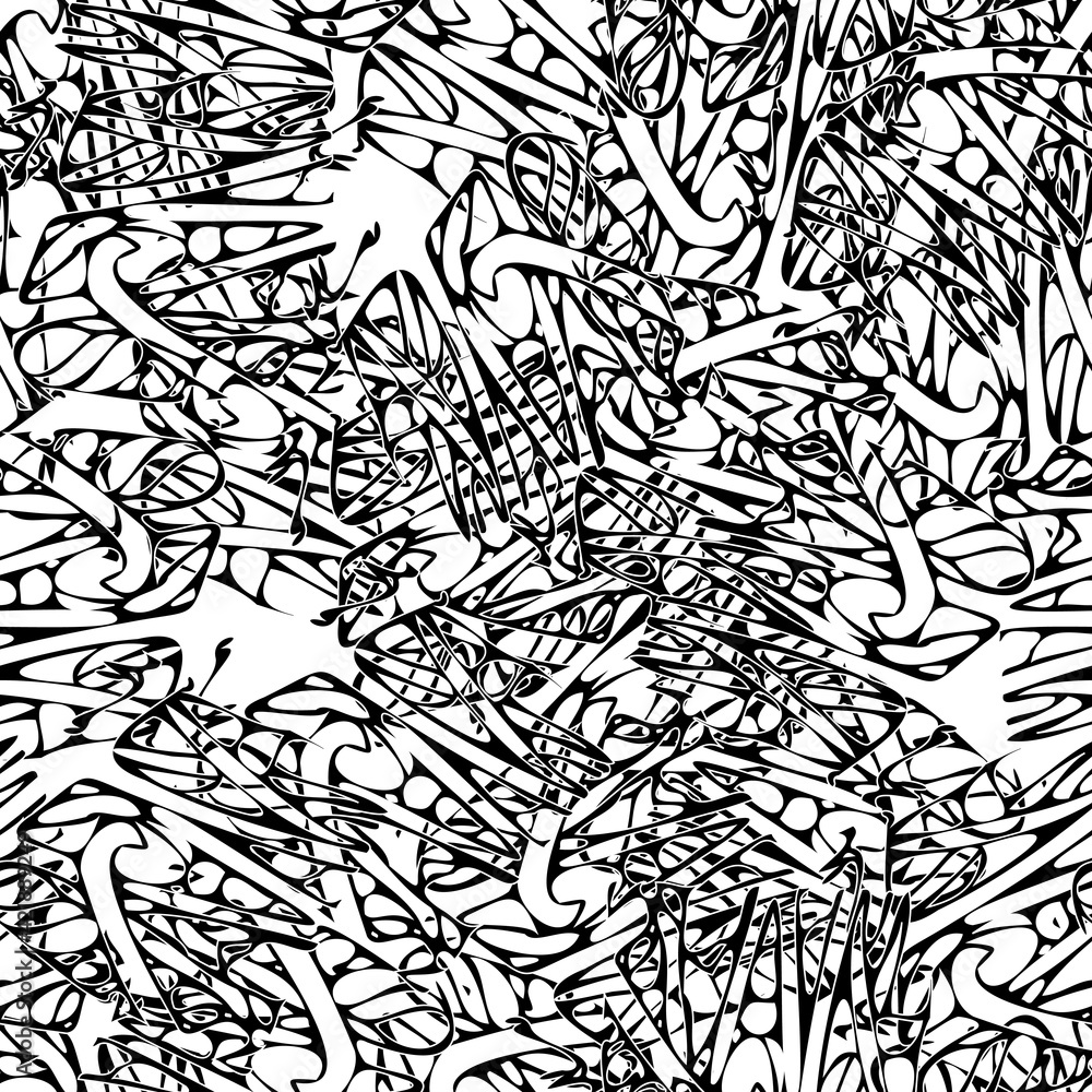 Seamless monochrome pattern of abstract elements Seamless monochrome pattern of abstract elements