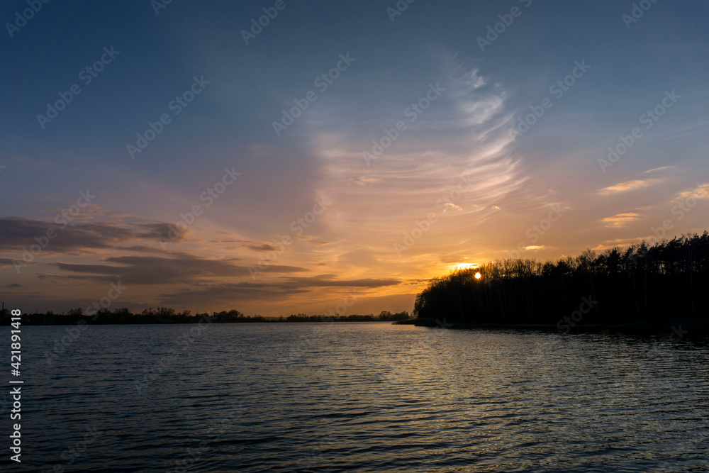 Zachód słońca nad jeziorem Szałe, Pierwszy dzień wiosny, 20.03.21