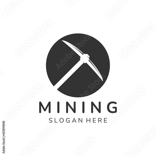 mining vintage color emblem icon logo vector illustration template design