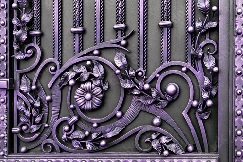 decorative processing of metal products in dark colors photo