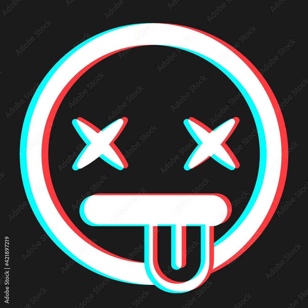 Obraz premium Cartoon smile emoticon symbol, icon in 3d effect with blue and red color