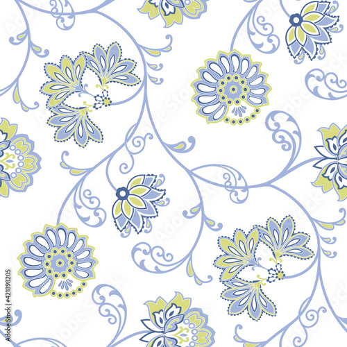 Quadro su tela Jacobean seamless vector design, Cool color combo