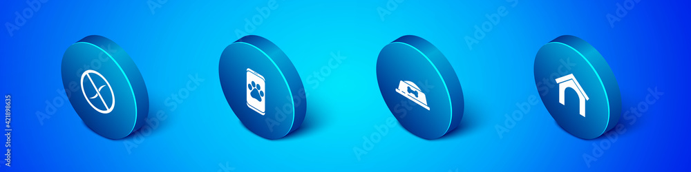 Set Isometric Anti worms parasite, Pet food bowl, Dog house and Veterinary clinic icon. Vector Set Isometric Anti worms parasite, Pet food bowl, Dog house and Veterinary clinic icon. Vector