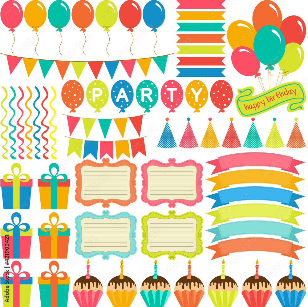 Birthday party package of digital elements Birthday party package of digital elements