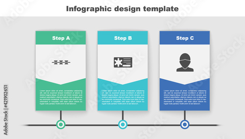 Set Barbed wire, Police badge and Vandal. Business infographic template. Vector