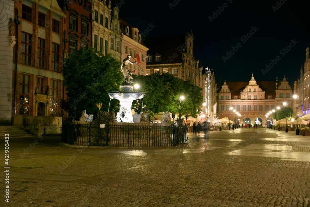 Gdansk, night, historic, tourist Polish city,
evening sightseeing,