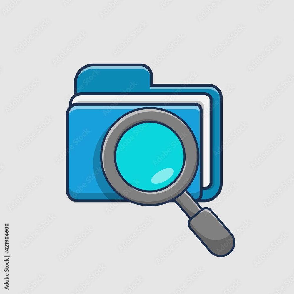 icon illustration of searching for files in a folder. flat cartoon style icon illustration of searching for files in a folder. flat cartoon style