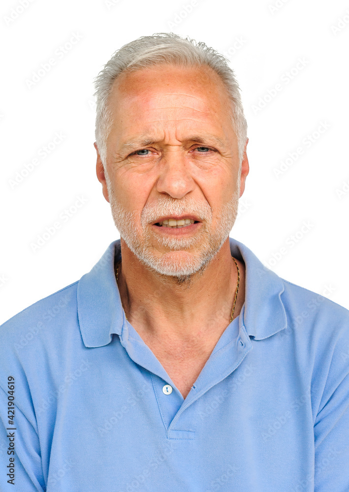 Portrait of angry mature man on white background. Portrait of angry mature man on white background.
