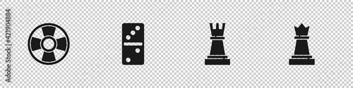 Set Casino chip, Domino, Chess and icon. Vector