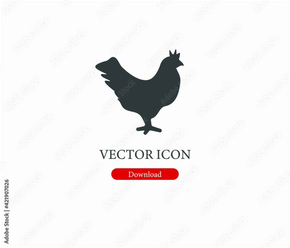 Fototapeta premium Chicken vector icon. Editable stroke. Linear style sign for use on web design and mobile apps, logo. Symbol illustration. Pixel vector graphics - Vector