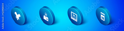 Set Isometric Experimental mouse, 3D printing technology, Jar with additives and Laboratory assistant icon. Vector