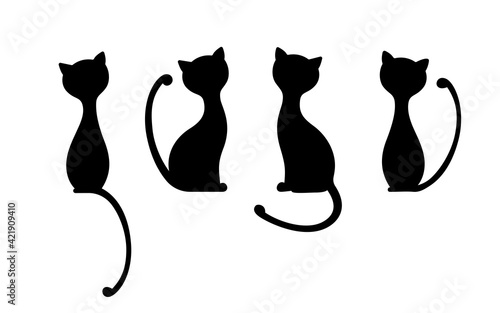 The silhouettes of black elegant cats.