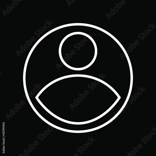 Stylish modern avatars are drawn in white outline on a black background. Profile template for websites, applications, social networks. Thin line customizable illustration. Vector graphics.