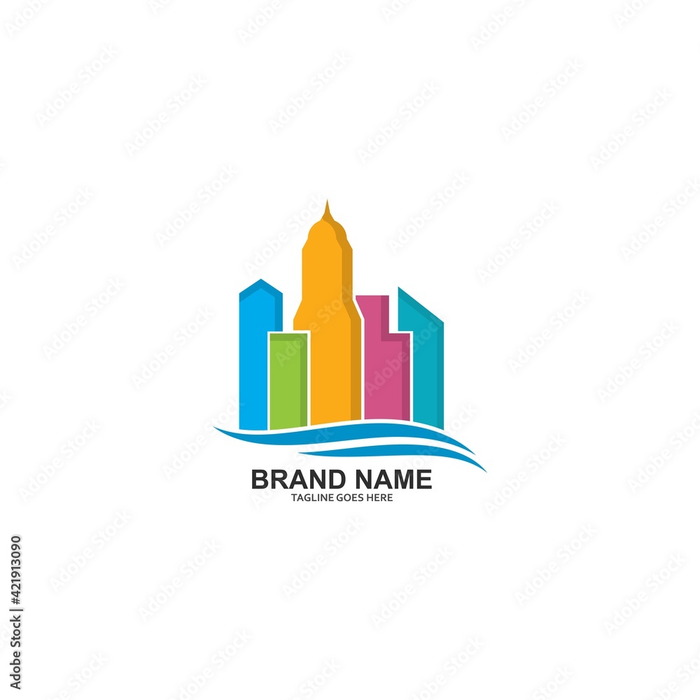 full color city logo icon, simple vector illustration