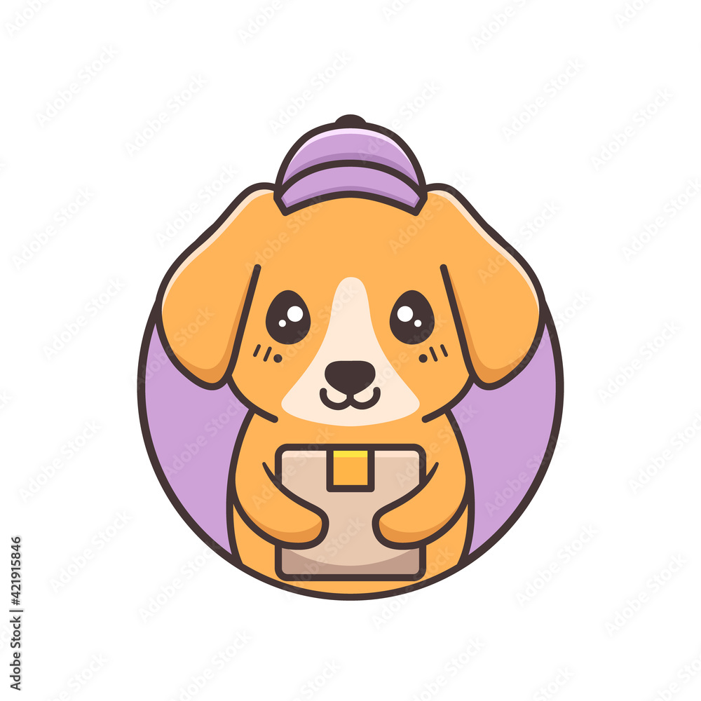 cute dog courier with purple hat cute dog courier with purple hat