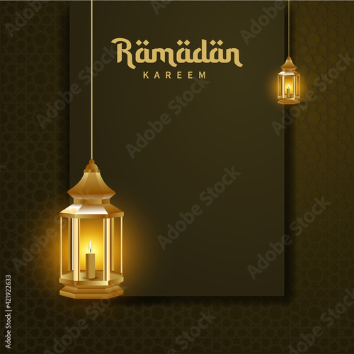 Ramadan Kareem islamic greeting with traditional lantern