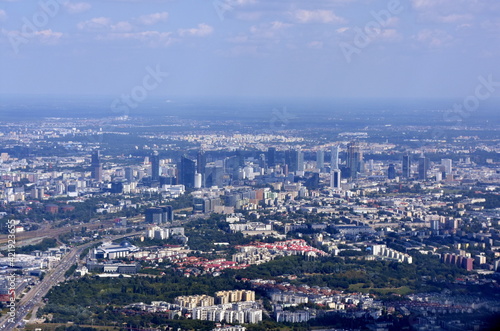 Warszawa, panorama na miasto z lotu ptaka, stolica Polski,  #421923655