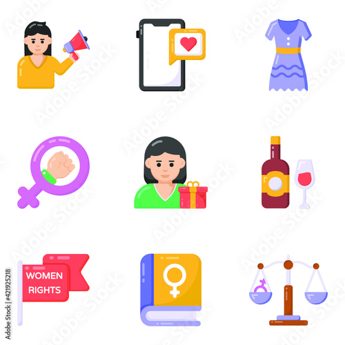 
Women's Day Celebrations Flat Icons

