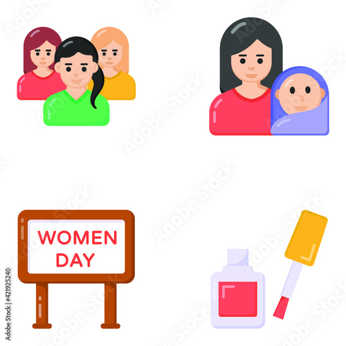 
Women Flat Icons in Editable Designs

