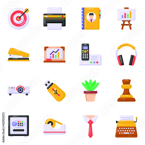 
Pack of Analytics Flat Icons 

