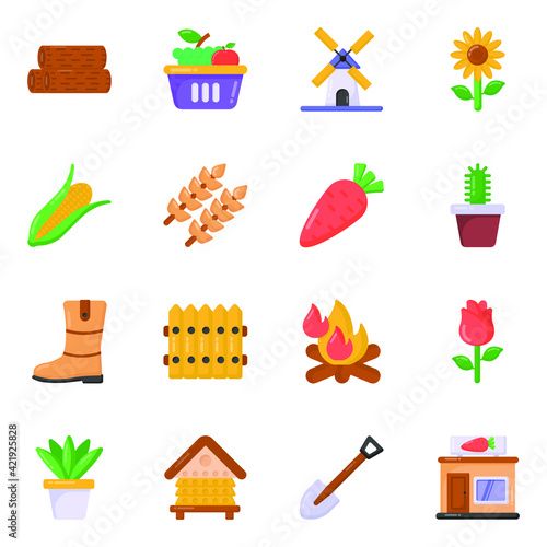 
Pack of Agriculture Flat Icons 

