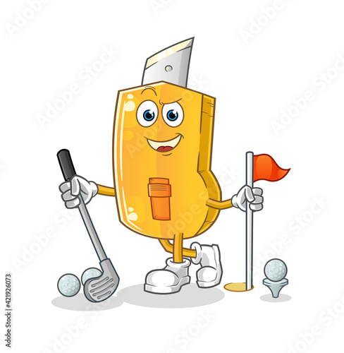 cutter playing golf vector. cartoon character