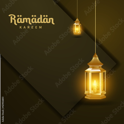 Ramadan Kareem islamic greeting with traditional lantern