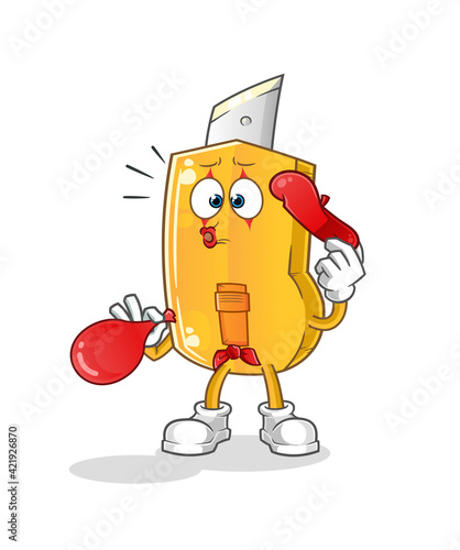 cutter pantomime blowing balloon. cartoon mascot vector