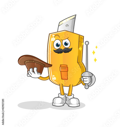 cutter fencer character. cartoon mascot vector