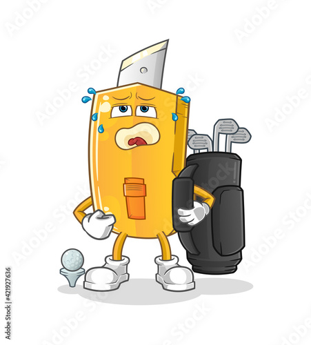 cutter with golf equipment. cartoon mascot vector