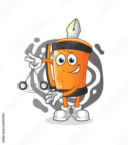 pen hypnotizing cartoon. cartoon mascot vector
