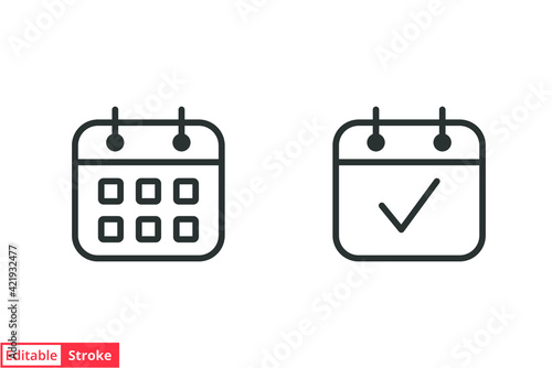 Calendar line icon. Simple outline style. Date, planner, pictogram, day, month, schedule, time event organizer symbol concept. Vector illustration isolated on white background. Editable stroke EPS 10.