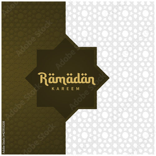 Ramadan kareem greeting card on islamic pattern background