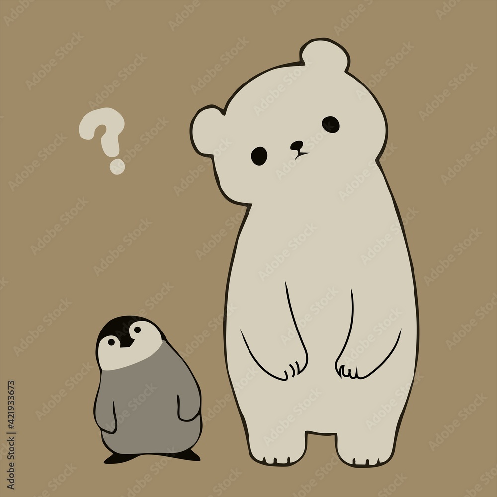Naklejka premium Icon of cute bear and penguin