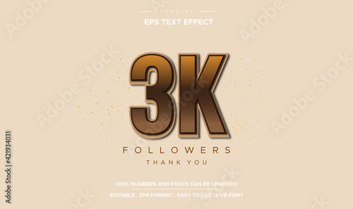 Editable 3K number effect text orange