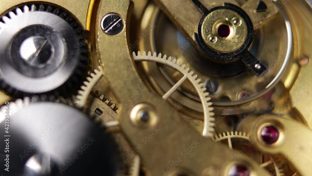working clockwork gears (clock mechanism) inside a vintage clock