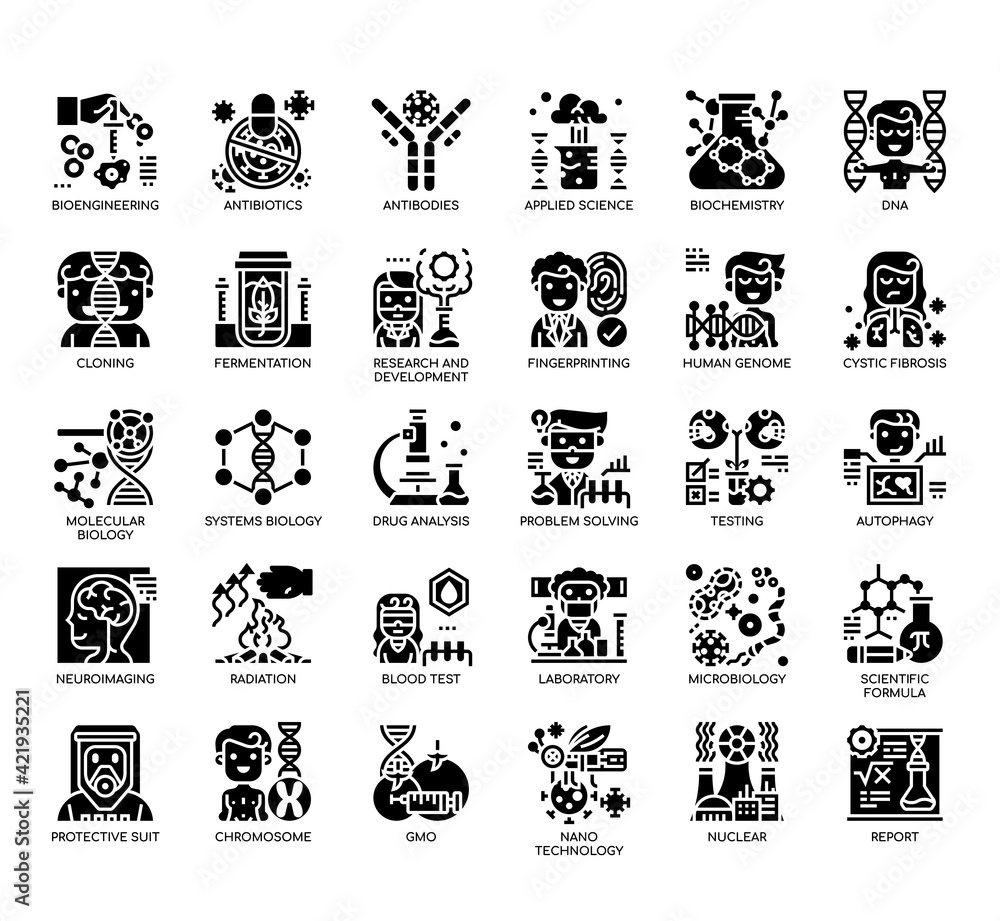 Set of Bioengineering thin line and pixel perfect icons for any web and ...